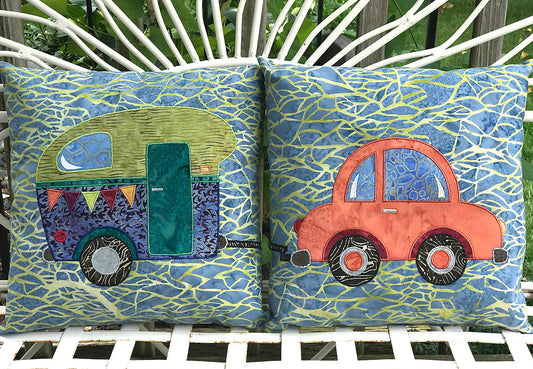Clearance PATTERN Happy CAMPER Pillow Duet Trailer Car pattern to make both