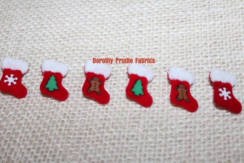 BUTTONS Fluffy Red FELT STOCKINGS Christmas shank back   We combine shipping