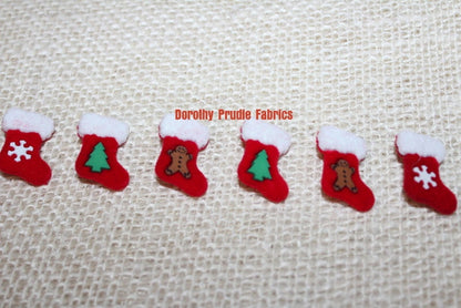 BUTTONS Fluffy Red FELT STOCKINGS Christmas shank back   We combine shipping