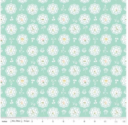 FABRIC SUMMER SKIES Doiles on Aqua Riley Blake