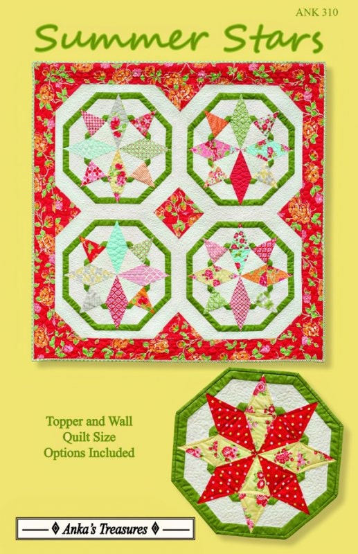 Clearance PATTERN SUMMER STARS Wall Quilt and Table Topper