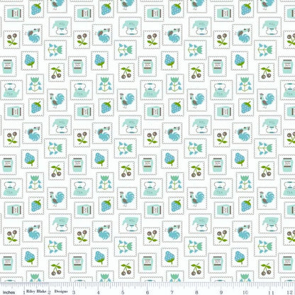 Clearance FABRIC COOK BOOK Tea Kettles, Roosters, Cherries Retro Kitchen Print