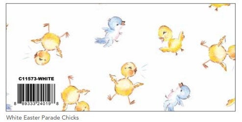 Sale FABRIC EASTER PARADE 1 Yard Baby Chicks and Baby Birds on White   Riley Blake    We combine shipping