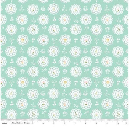 FABRIC SUMMER SKIES Doiles on Aqua Riley Blake