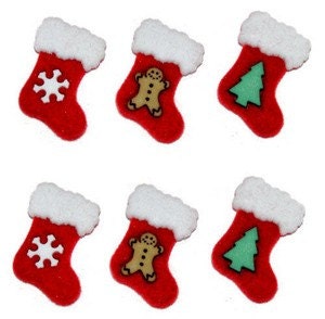 BUTTONS Fluffy Red FELT STOCKINGS Christmas shank back   We combine shipping