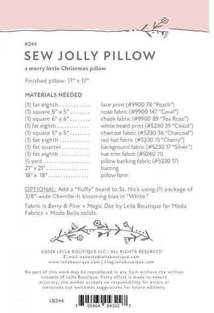 PATTERN Sew Jolly SANTA PILLOW