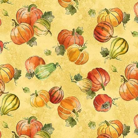 Clearance FABRIC PUMPKINS and GOURDS Pumpkin Farm     1 Yard
