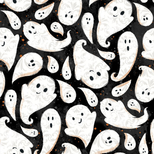 Clearance FABRIC HALLOWEEN Boo Y'all GHOSTS Ghoulfriends    by 3 Wishes  1 Yard
