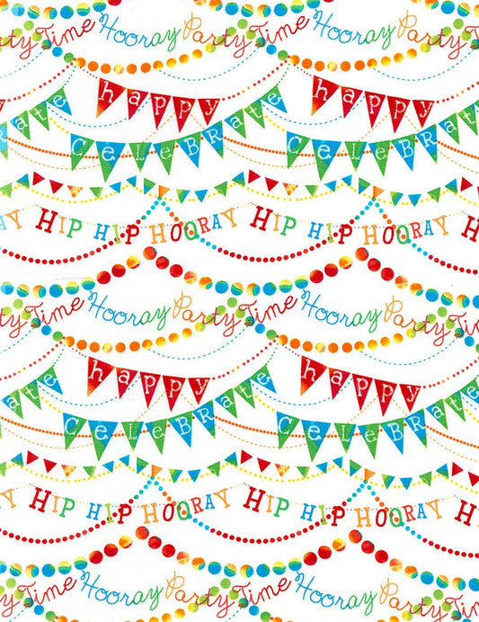 Clearance FABRIC Hip Hip HOORAY Party Bunting Banner Flags Fabric