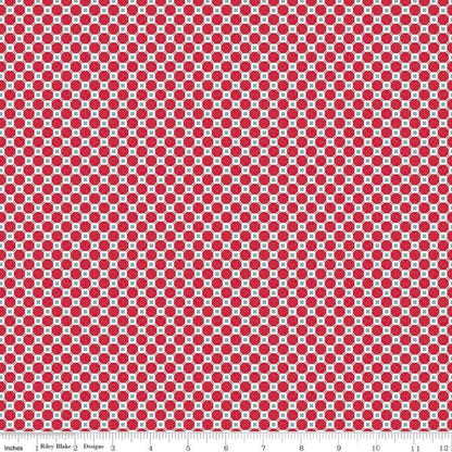 Clearance FABRIC COOK BOOK Kitchen Tiles Backsplash Octagons in Red and Blue