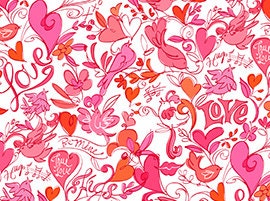 Clearance FABRIC XOXO Hugs and Kisses Hearts and Flowers on white Valentine's Day  One full yard