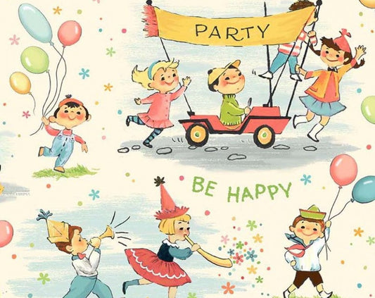 FABRIC HAPPY BIRTHDAY Retro Party by Michael Miller 1 Yard